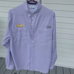 Men’s Columbia LSU Purple and White Fishing Shirt, size Medium